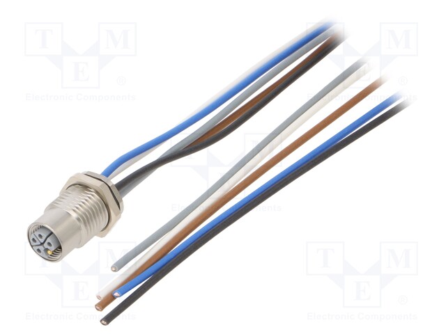 Connection lead; M12; PIN: 5; straight; 1m; plug; -25÷85°C; 63VDC