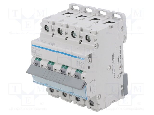 Circuit breaker; 230/400VAC; Inom: 63A; Poles: 4; DIN; Charact: C