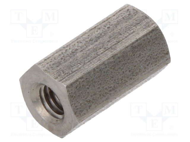 Screwed spacer sleeve; Int.thread: M3; 10mm; hexagonal