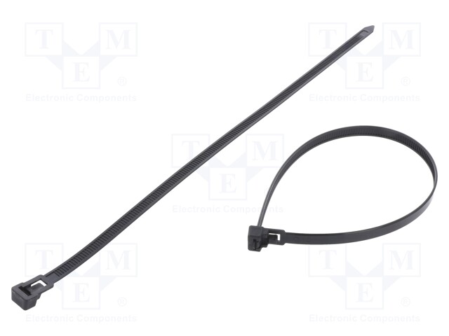 Cable tie; multi use; L: 300mm; W: 7.6mm; polyamide; 222N; black