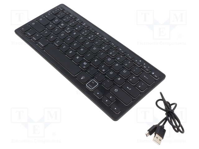 Keyboard; black; USB B micro; Features: with LED; 10m; 400mAh