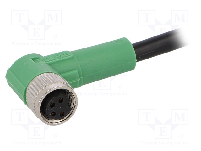 Connection lead; M8; PIN: 4; angled; 1.5m; plug; 30VAC; 4A; -25÷90°C