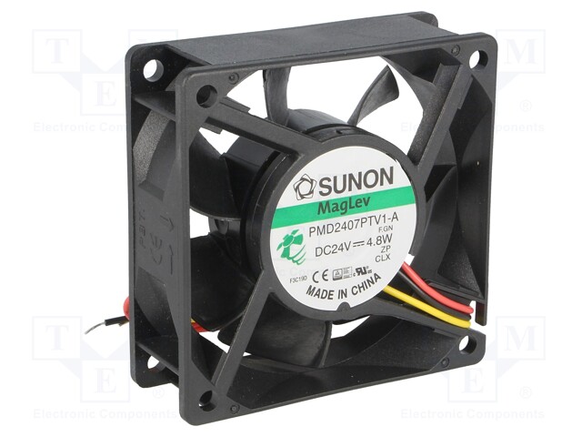 Fan: DC; axial; 24VDC; 70x70x25mm; 83.25m3/h; 44dBA; Vapo; Len: 300mm