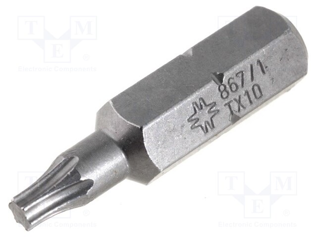 Screwdriver bit; Torx®; TX10; Overall len: 25mm