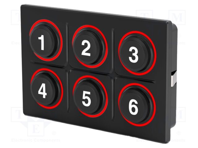 Keypad: plastic; LED; 6.5N; -40÷85°C; 09; 09-0A00.0100; panel,screw