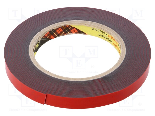 Tape: fixing; W: 12mm; L: 5.5m; Thk: 1.1mm; acrylic; dark grey