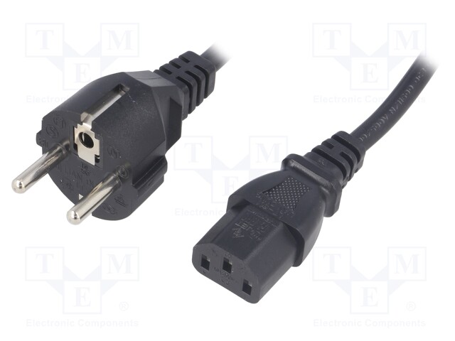 Cable; CEE 7/7 (E/F) plug,IEC C13 female; 1.8m; black; PVC; 16A