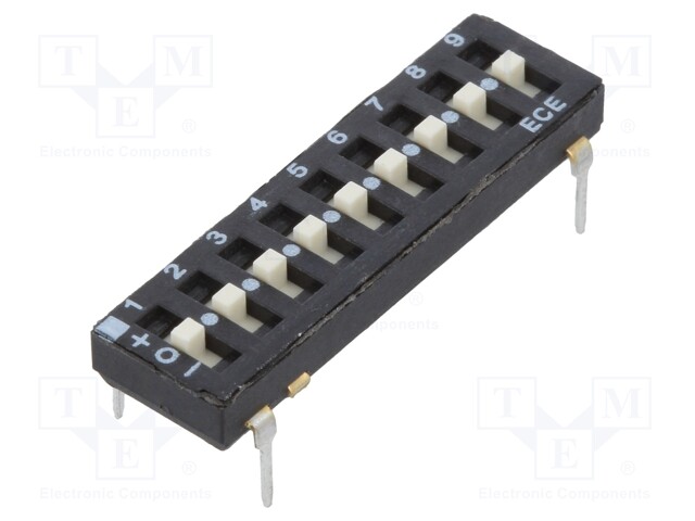 Switch: DIP-SWITCH; Poles number: 9; OFF-ON; 0.025A/24VDC; Pos: 2