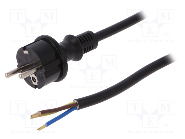 Cable; SCHUKO plug,CEE 7/7 (E/F) plug,wires; 4m; black; PVC; 16A