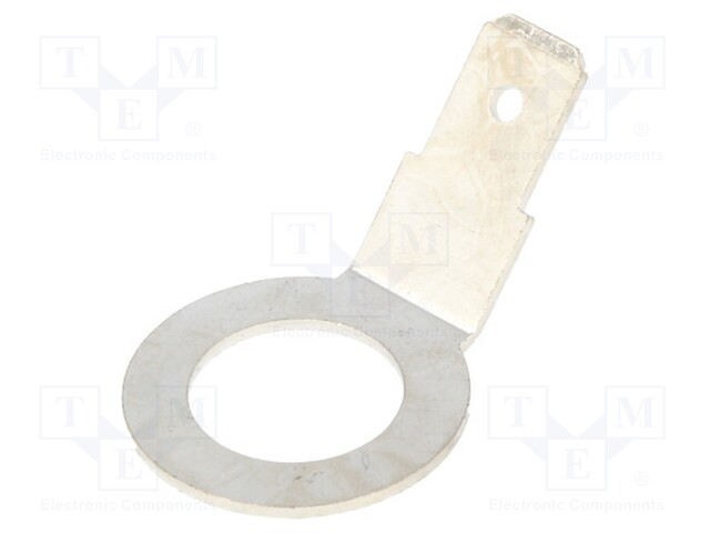 Ring terminal; 6.3mm; 0.8mm; male; M10; screw; brass; tinned