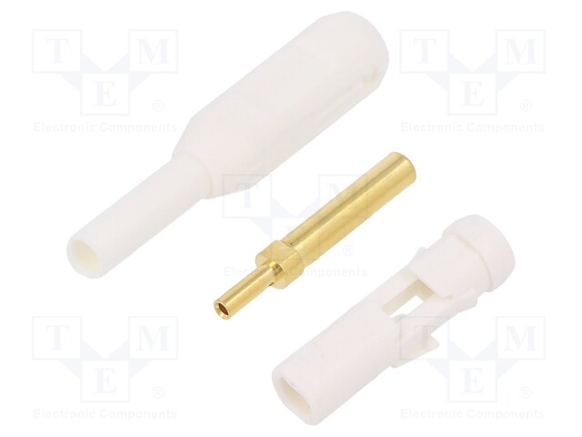 Socket; 2mm banana; 38.2mm; white; Mounting: soldered,crimped