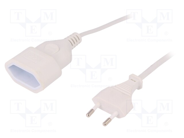 Extension lead; Sockets: 1; white; 2m