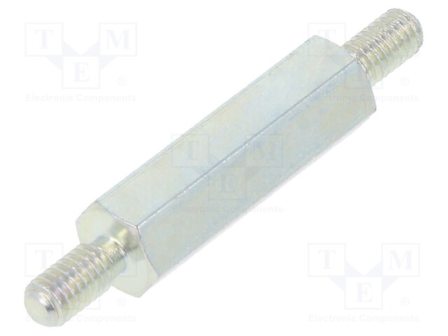 Screwed spacer sleeve; 18mm; Ext.thread: M3; hexagonal; steel