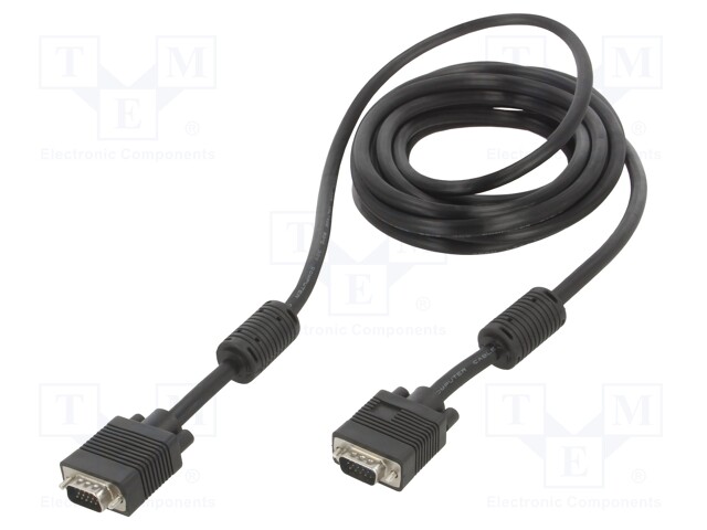 Cable; D-Sub 15pin HD plug,both sides; black; 5m; Øcable: 8mm