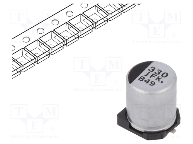 Capacitor: electrolytic; low impedance; SMD; 330uF; 6.3VDC; ±20%