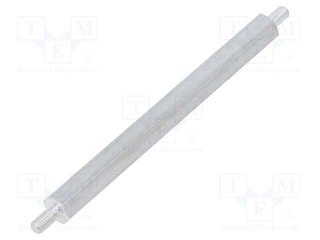 Screwed spacer sleeve; 65mm; Ext.thread: M3; hexagonal; aluminium