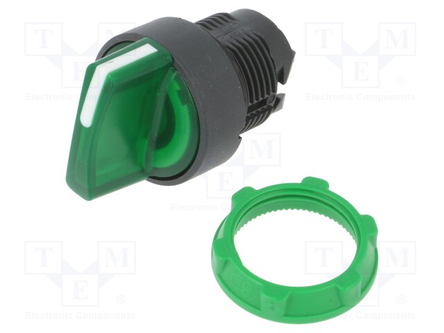 Switch: rotary; Stabl.pos: 3; 22mm; green; Illumin: LED; IP66; Pos: 3