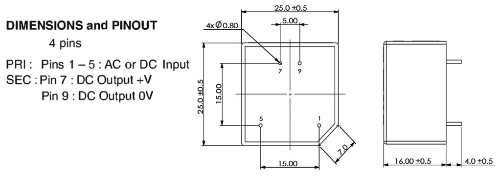 Converter: AC/DC; 3W; Uout: 24VDC; Iout: 125mA; 74%; Mounting: PCB