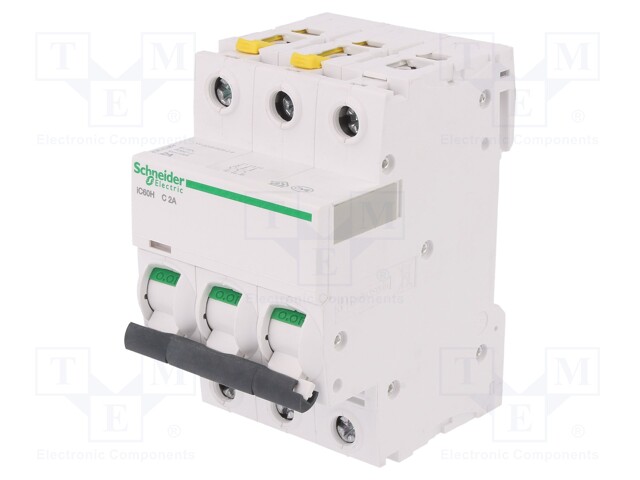 Circuit breaker; 400VAC; Inom: 2A; Poles: 3; DIN; Charact: C; 10kA