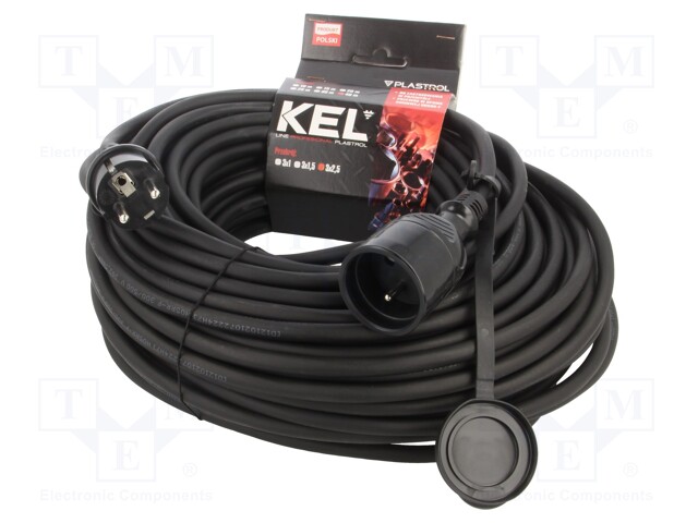 Extension lead; Sockets: 1; rubber; black; 40m; 16A; PROFESSIONAL