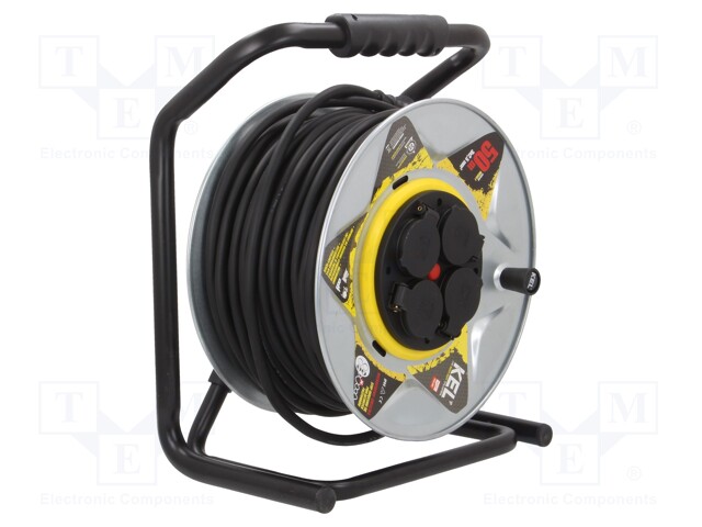 Extension lead; reel,with non-rotating sockets; Sockets: 4; 50m