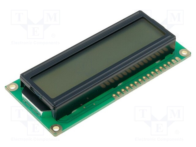 Display: LCD; alphanumeric; FSTN Positive; 16x2; gray; LED; PIN: 16