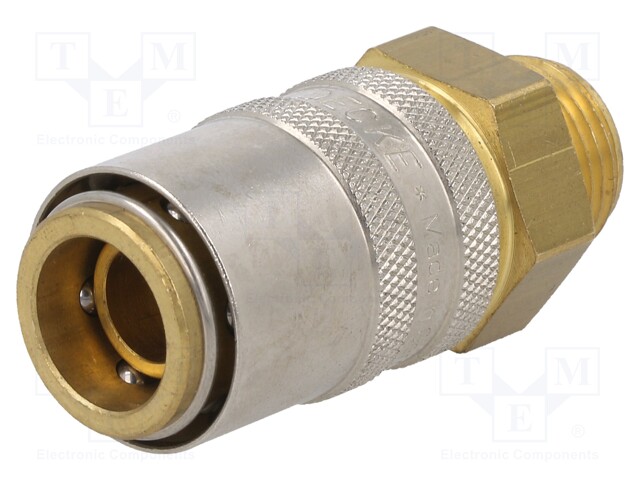 Quick connection coupling; straight; 15bar; Mat: brass; Seal: FPM