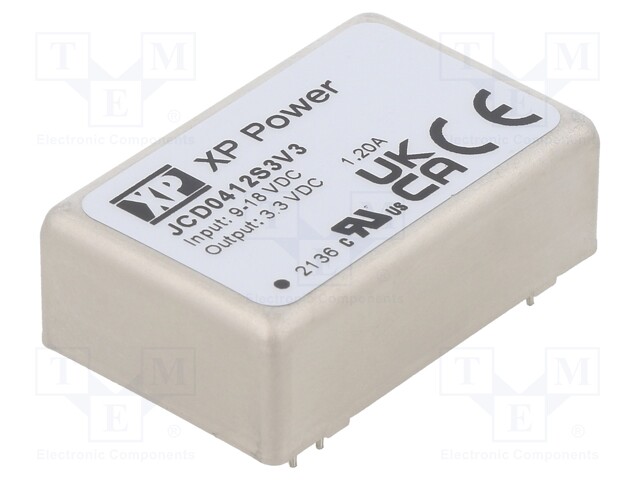 Isolated Board Mount DC/DC Converter, 2:1 Input, ITE, 1 Output, 4 W, 3.3 V, 1.2 A