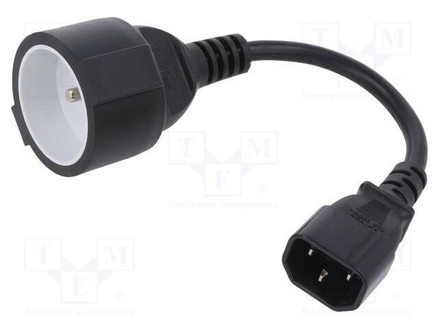 Mains; Sockets: 1; CEE 7/5 (E) socket,IEC C14 male; black; 0.15m