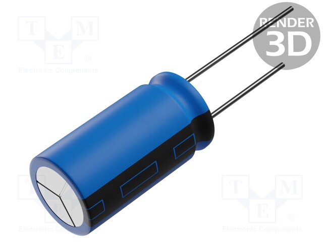 Capacitor: electrolytic; THT; 100uF; 63VDC; Ø10x12mm; Pitch: 5mm