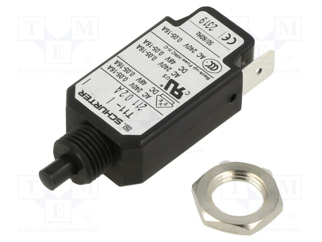 Circuit breaker; Urated: 240VAC; 48VDC; 0.2A; SPST; Poles: 1; screw