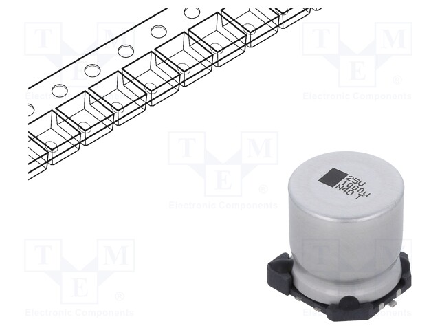 Capacitor: electrolytic; SMD; 1mF; 25VDC; 16x16x16mm; ±20%; 5000h