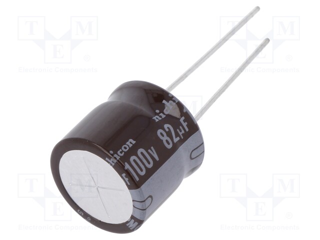 Capacitor: electrolytic; low impedance; THT; 82uF; 100VDC; ±20%