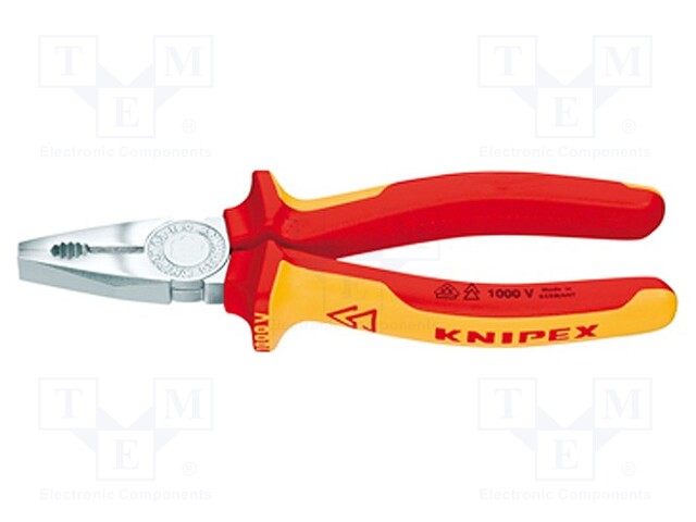 Pliers; insulated,universal; chrome-vanadium steel; 160mm