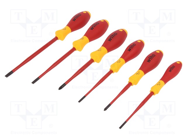 Screwdrivers; Pcs: 6; insulated; 1kVAC; Bit: Phillips,slot