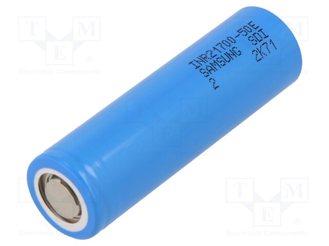 Re-battery: Li-Ion; 21700; 3.6V; 5000mAh; Ø21.2x70.8mm; 10A