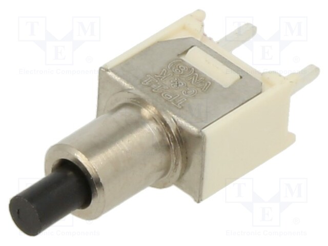 Switch: push-button; Pos: 2; SPST-NO; 1A/120VAC; 1A/28VDC; OFF-(ON)
