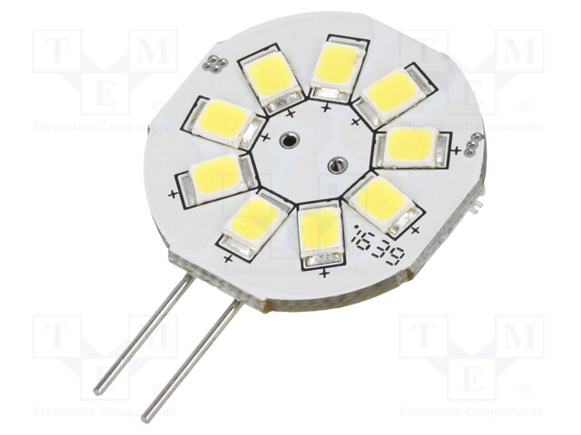 LED lamp; cool white; G4; 12VDC; 12VAC; 130lm; 1.5W; 140°; 6200K