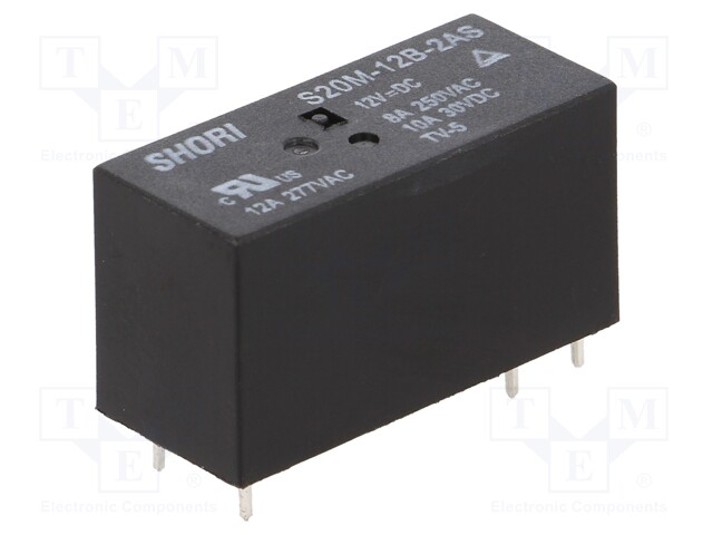 Relay: electromagnetic; DPST-NO; Ucoil: 12VDC; Icontacts max: 10A