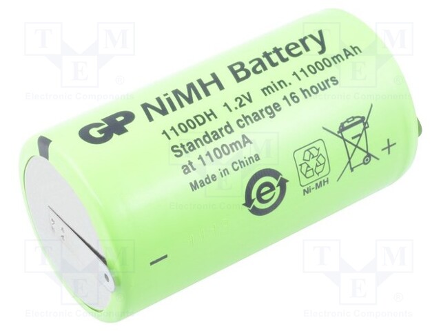 Re-battery: Ni-MH; D; 1.2V; 11000mAh; Leads: soldering lugs
