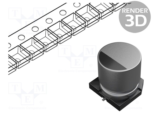 SMD Aluminium Electrolytic Capacitor, Radial Can - SMD, 220 µF, 35 V, HA Series, 1000 hours @ 105°C