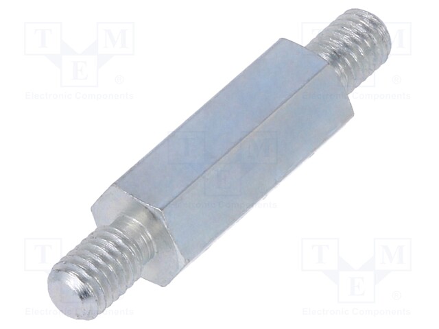 Screwed spacer sleeve; 20mm; Ext.thread: M5; hexagonal; steel