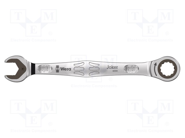 Wrench; combination spanner,with ratchet; 12mm; steel; L: 170.7mm