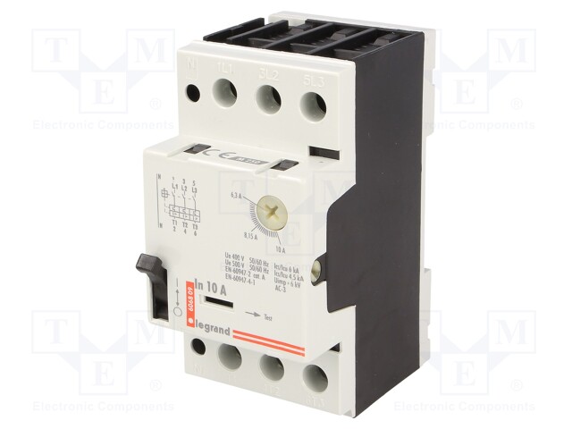 Motor breaker; 230÷690VAC; DIN; Overcurrent release: 6.3÷10A