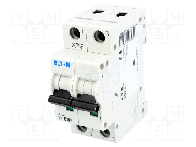 Circuit breaker; 230VAC; Inom: 16A; Poles: 2; DIN; Charact: D; 6kA