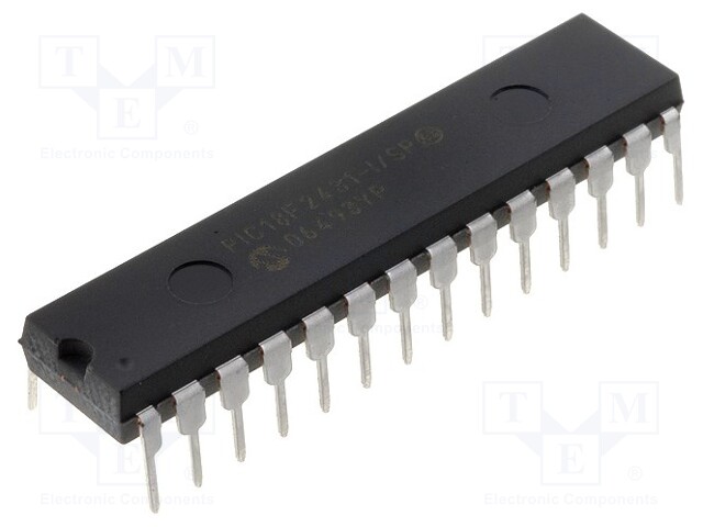 PIC microcontroller; Memory: 16kB; SRAM: 768B; EEPROM: 256B; THT