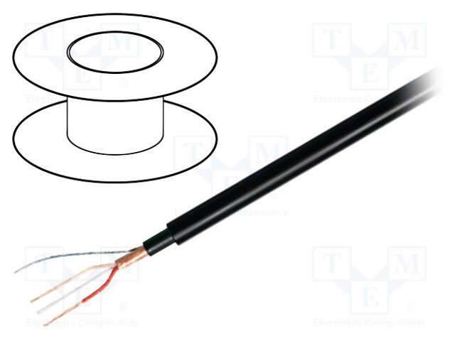 Wire: microphone cable; 1x2x0,22mm2; black; OFC; LSZH; -15÷70°C