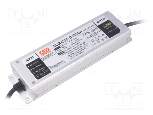 Power supply: switched-mode; LED; 199.5W; 95÷190VDC; 525÷1050mA