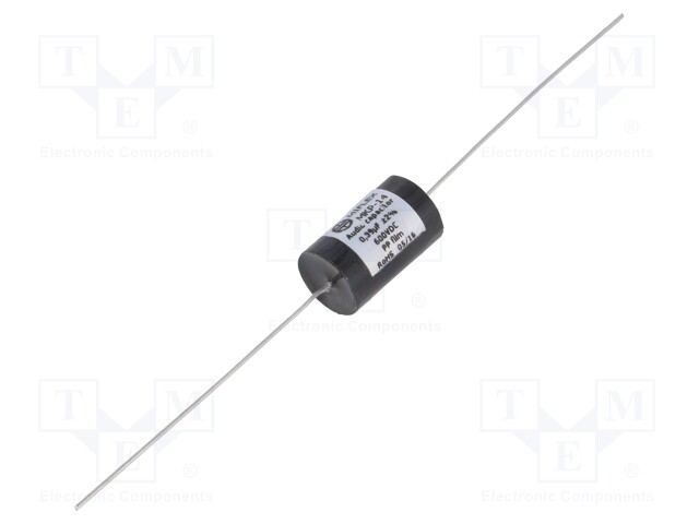 Capacitor: polypropylene; 0.39uF; 600VDC; ±2%; Ø12.6x24mm; 0.001