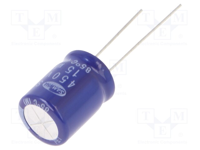 Capacitor: electrolytic; THT; 15uF; 450VDC; Ø12.5x16mm; ±20%; 2000h